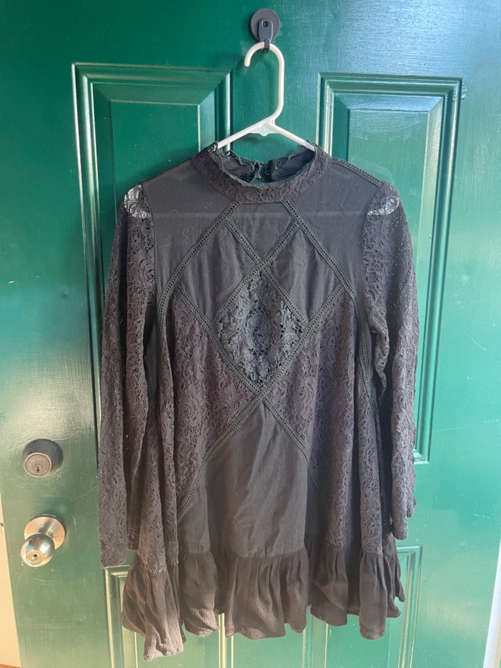 Jackson Rowe Black Lace Long-Sleeve Peplum Blouse